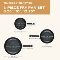 8.25, 10, and 12.25-Inch Nonstick Frying Pan Set - Black