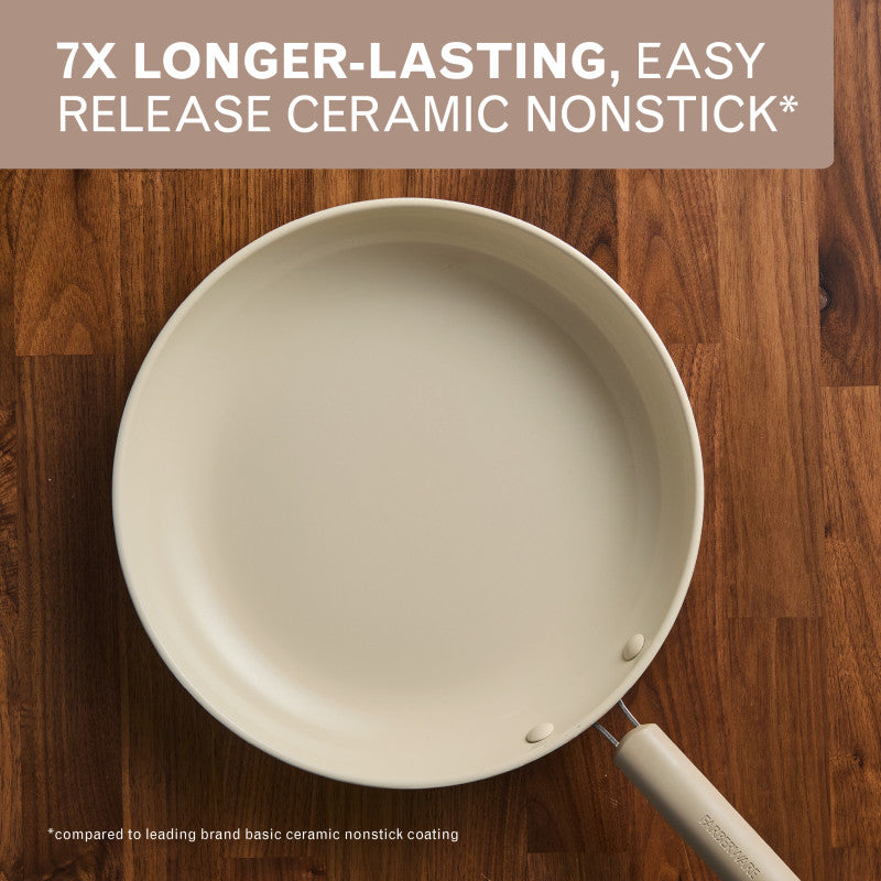 12.25-Inch Ceramic Nonstick Frying Pan - Taupe
