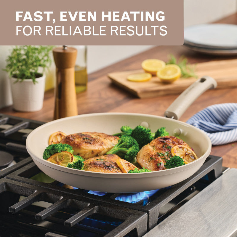 12.25-Inch Ceramic Nonstick Frying Pan - Taupe