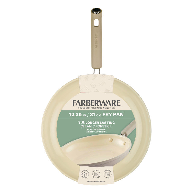 12.25-Inch Ceramic Nonstick Frying Pan - Taupe