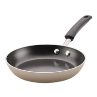 Dishwasher-safe 8-Inch Frying Pan heats fast, black handle, white background.