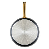 Top view of the Forged Induction Ceramic 12.25-Inch Frying Pan, showcasing its induction-ready ceramic nonstick surface with a circular pattern on the bottom.