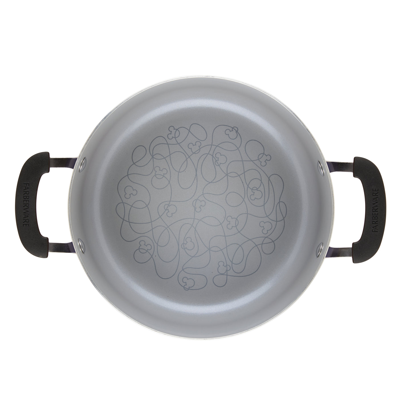 The Bon Voyage 5.5-Quart Ceramic Nonstick Stockpot with Lid adds a playful vibrancy to your collection, featuring a decorative pattern and black handles— a perfect addition to your kitchen cookware set.