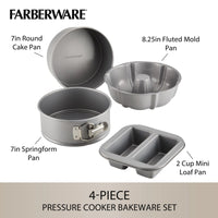 The 4-Piece Nonstick Specialty Bakeware Set includes four uniquely designed baking pans, ideal for all your culinary creations.
