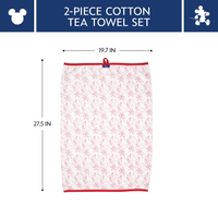 Bon Voyage Kitchen Towels, measuring 19.7x27.5 inches, featuring a cotton design with red trim.