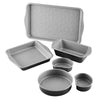 6-Piece Bakeware Set shown in various shapes and sizes on a white background.