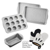 Disney Bake with Mickey Mouse 6-Piece Set includes tin, loaf pan, trays, mitts.