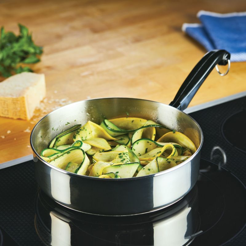 Sauté zucchini ribbons in the Classic Series Stainless Steel 2.75-Qt Saute Pan.