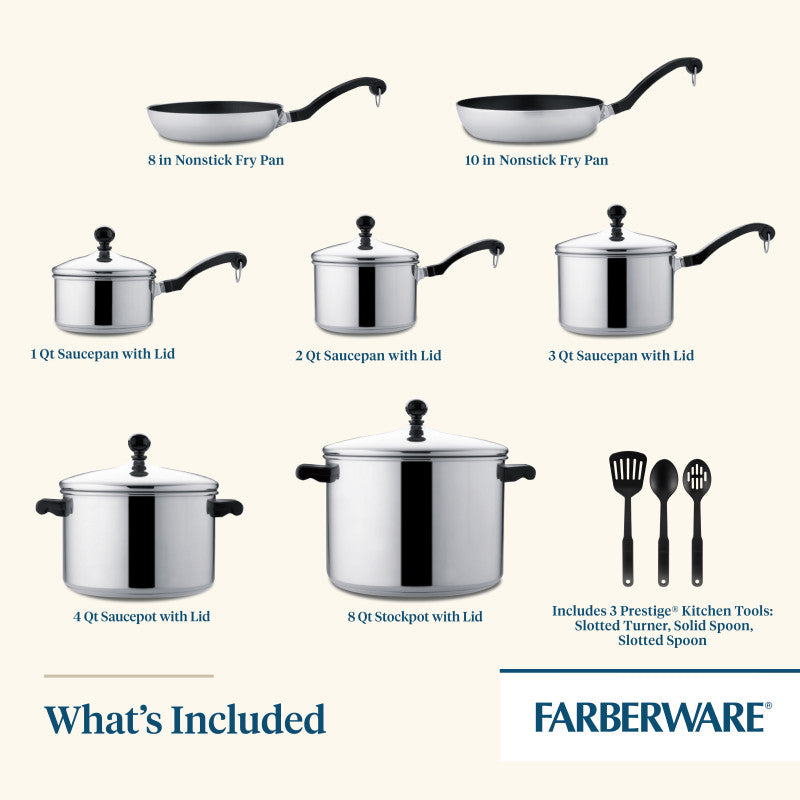 Classic Series Stainless Steel 15-Piece Cookware Set - 