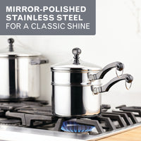 Classic Series Stainless Steel 2-Qt. Covered Saucepan With Double Boiler Insert