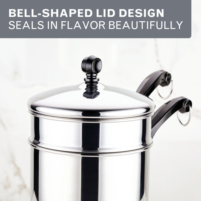 Classic Series Stainless Steel 2-Qt. Covered Saucepan With Double Boiler Insert