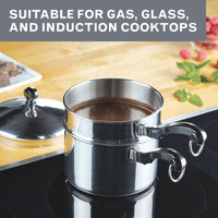 Classic Series Stainless Steel 2-Qt. Covered Saucepan With Double Boiler Insert