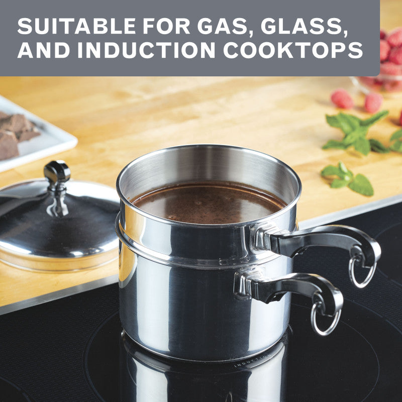 Classic Series Stainless Steel 2-Qt. Covered Saucepan With Double Boiler Insert