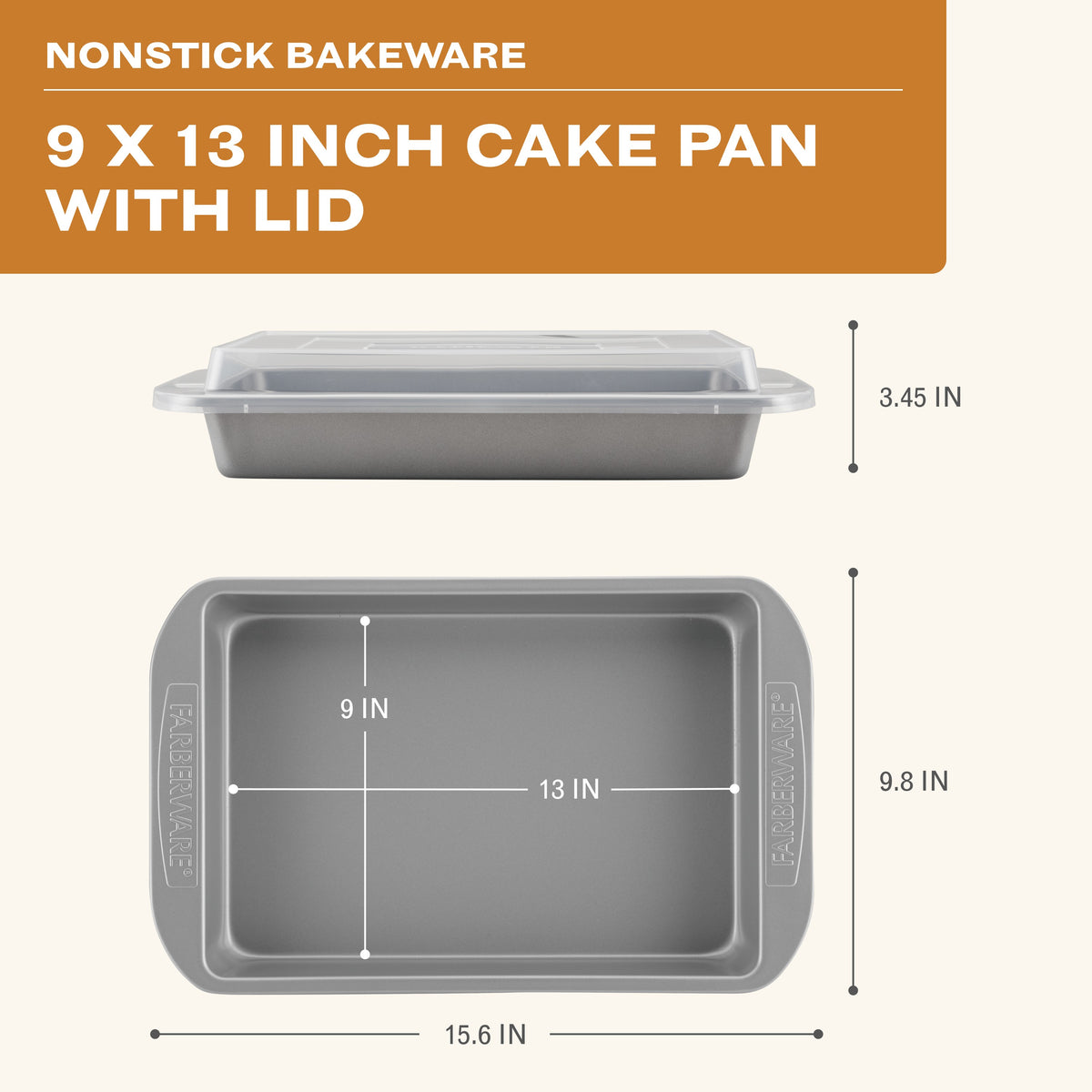 9" x 13" Rectangular Cake Pan with Lid