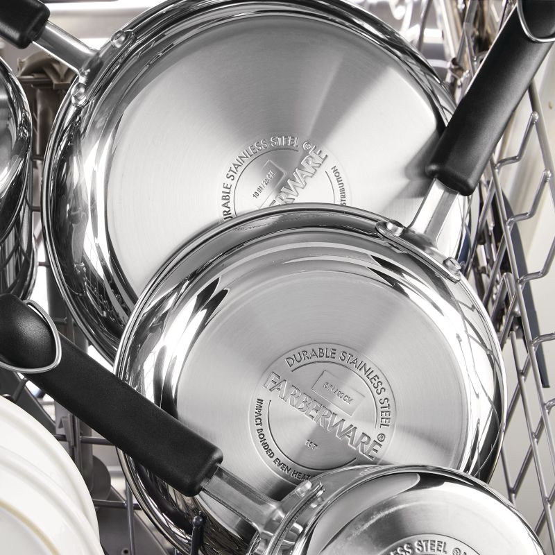8-Quart Stainless Steel Stockpot by Farberware is dishwasher safe.