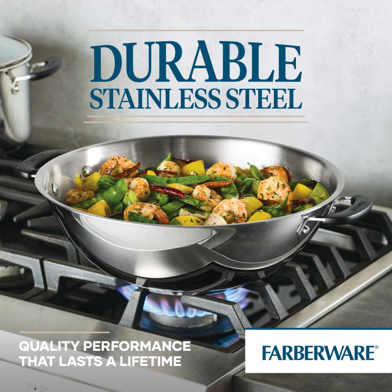 The 14-Inch Stainless Steel Wok is perfect for daily stir-fry on a gas stove.