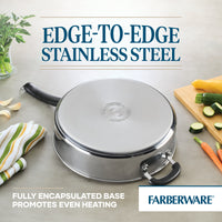 A 6-Quart Saute Pan with Lid and Helper Handle sits on the kitchen counter.