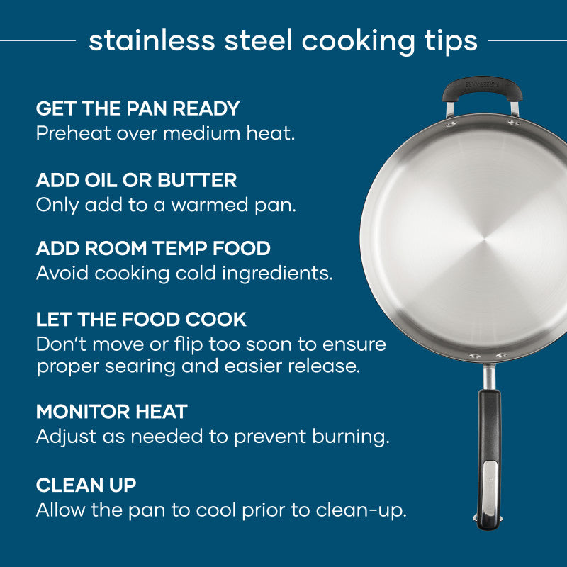 6-Quart Saute Pan with Lid and Helper Handle on a blue background.