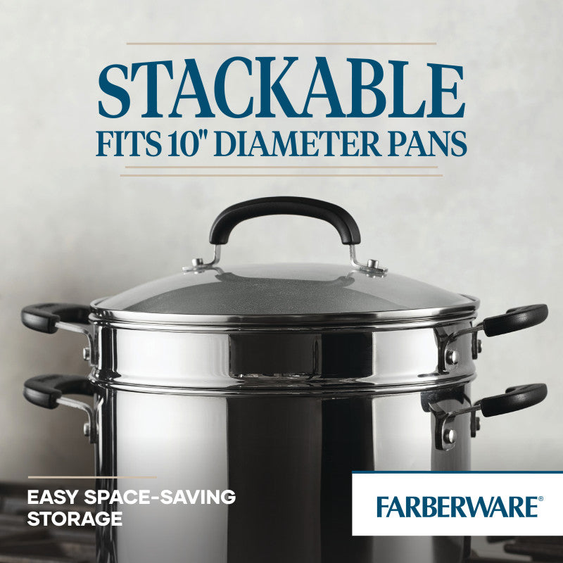 10 Inch Steamer Insert Stainless Steel, fits 10-inch pans for daily cooking.