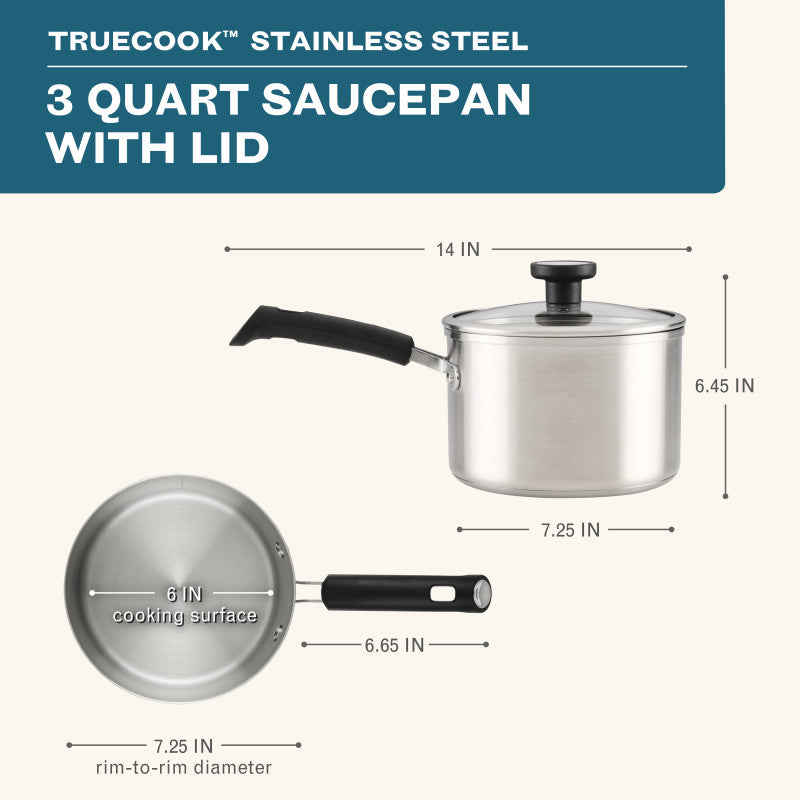 3-Quart Stainless Steel Induction Saucepan with Lid