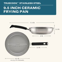 9.5-Inch Stainless Steel Induction Ceramic Nonstick Frying Pan