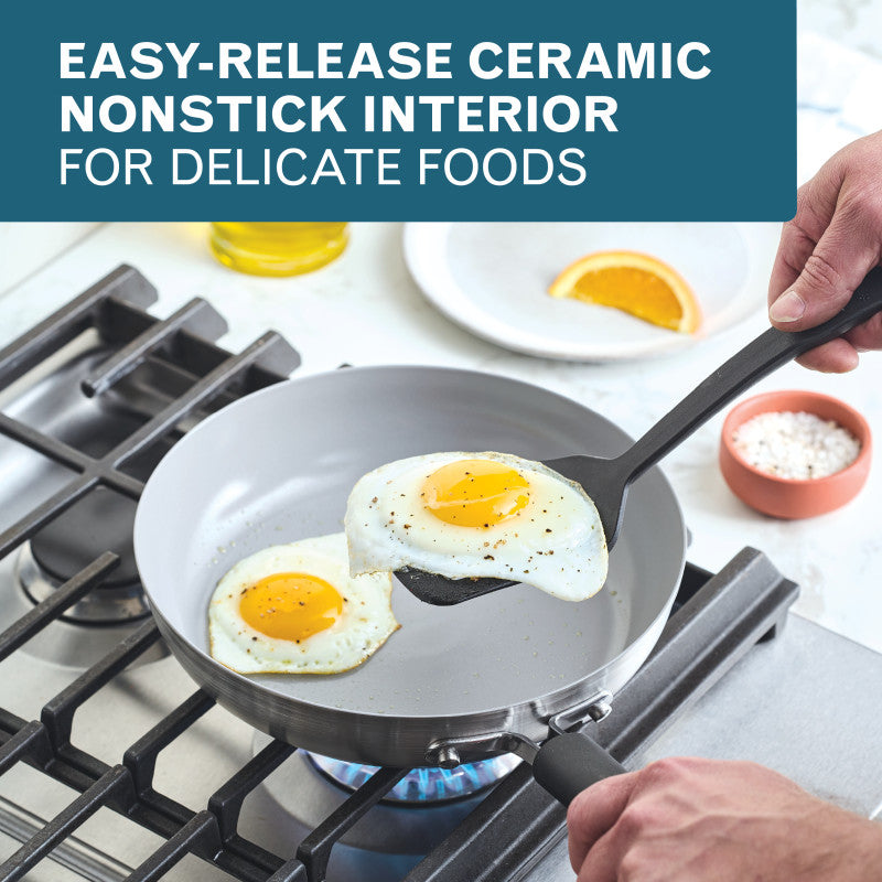 9.5-Inch Stainless Steel Induction Ceramic Nonstick Frying Pan