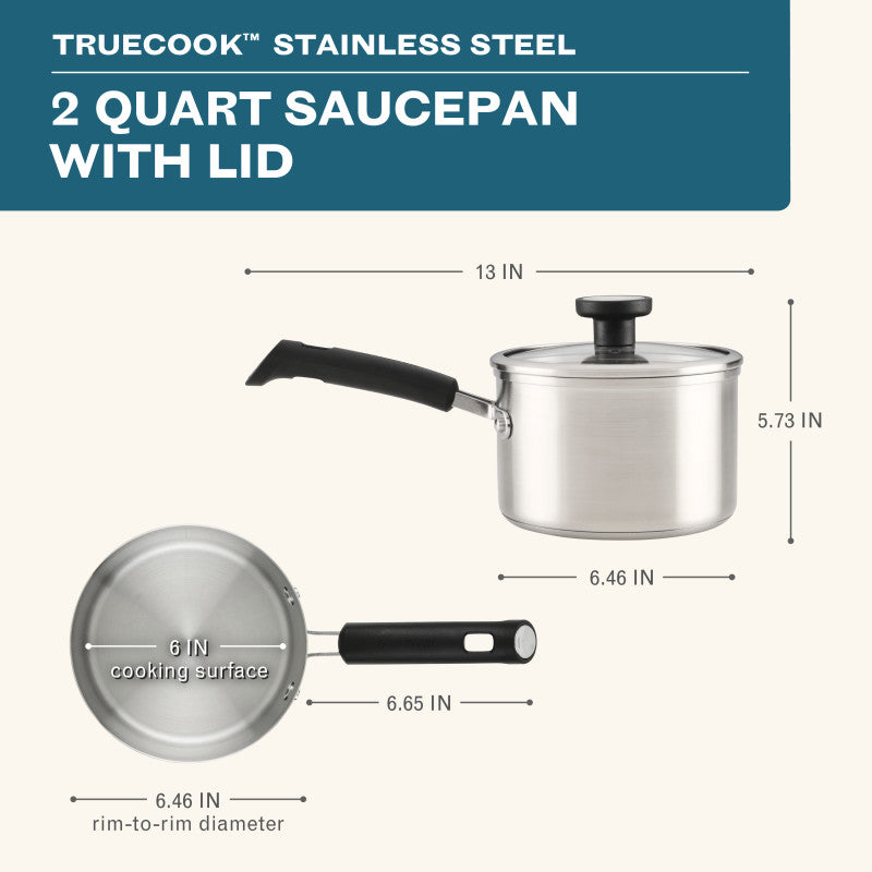 2-Quart Stainless Steel Induction Saucepan with Lid