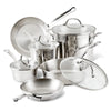 Millennium Stainless Steel 10-Piece Cookware Set with lids on white surface.
