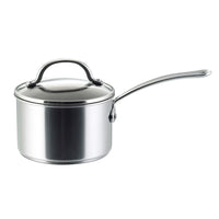 Millennium Nonstick Stainless Steel 10-Piece Set, featuring a saucepan with a lid and a long handle, is perfect for any cookware collection.