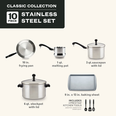 10-Piece Stainless Steel Classic Series Cookware Set