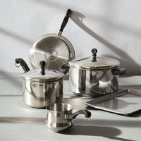 10-Piece Stainless Steel Classic Series Cookware Set; dishwasher safe.