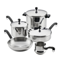 Eight-piece Stainless Steel Anniversary Edition cookware set with lids.