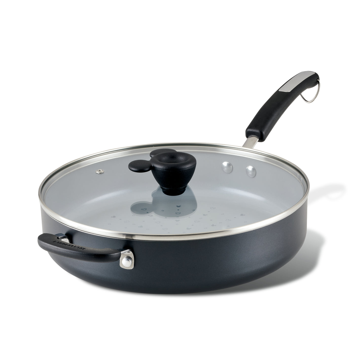 Explore the 4.5-Quart Monochrome Ceramic Nonstick Sauté Pan, which boasts a sleek black handle and a contemporary glass lid. Ideal for any kitchen, this versatile frying pan seamlessly blends functionality with modern design.