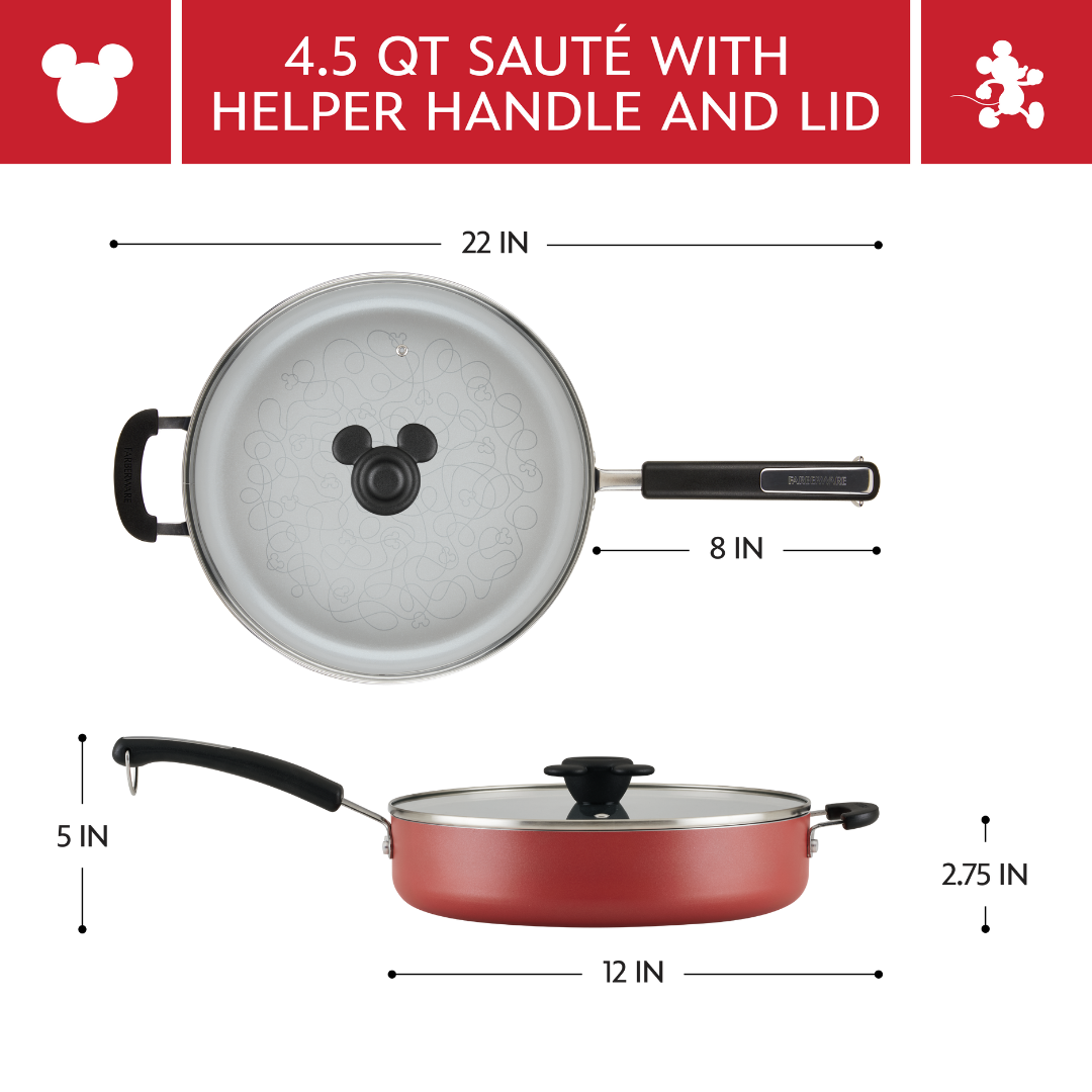 Bon Voyage 4.5-Quart Ceramic Nonstick Sauté Pan with Lid and Helper Handle - 