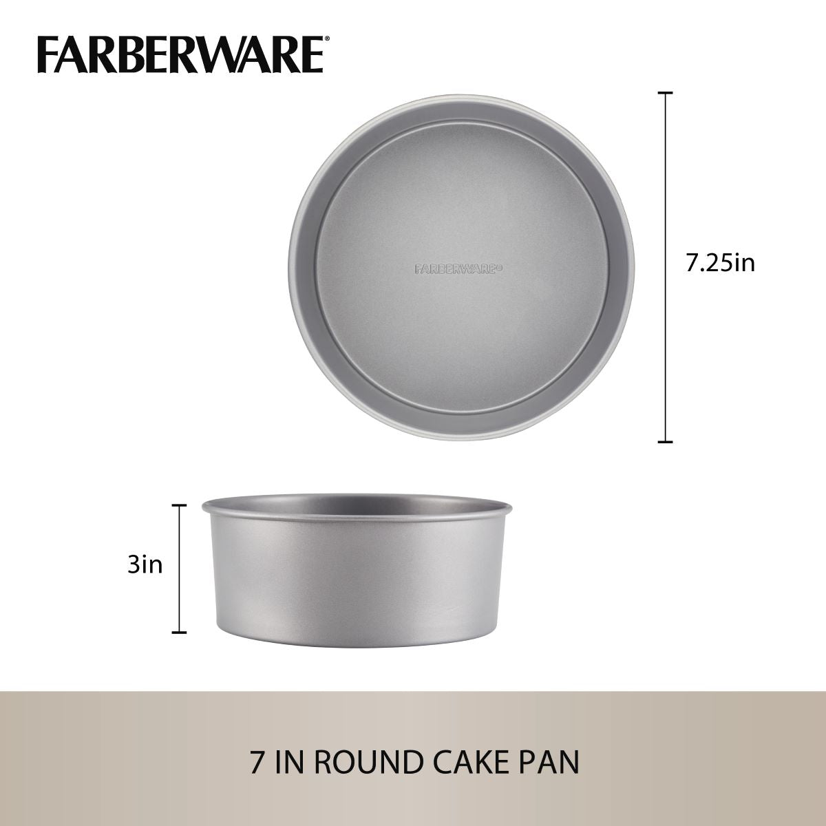 The 7.25-inch diameter and 3-inch depth cake pan from the 4-Piece Nonstick Specialty Bakeware Set is ideal for baking delectable treats, with a nonstick surface that guarantees easy release, even when used in pressure cooker bakeware settings.