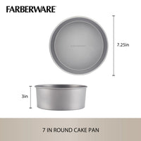 The 7.25-inch diameter and 3-inch depth cake pan from the 4-Piece Nonstick Specialty Bakeware Set is ideal for baking delectable treats, with a nonstick surface that guarantees easy release, even when used in pressure cooker bakeware settings.