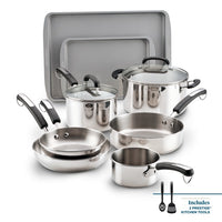 12-Piece Stainless Steel Anniversary Bundle with nonstick baking sheets.