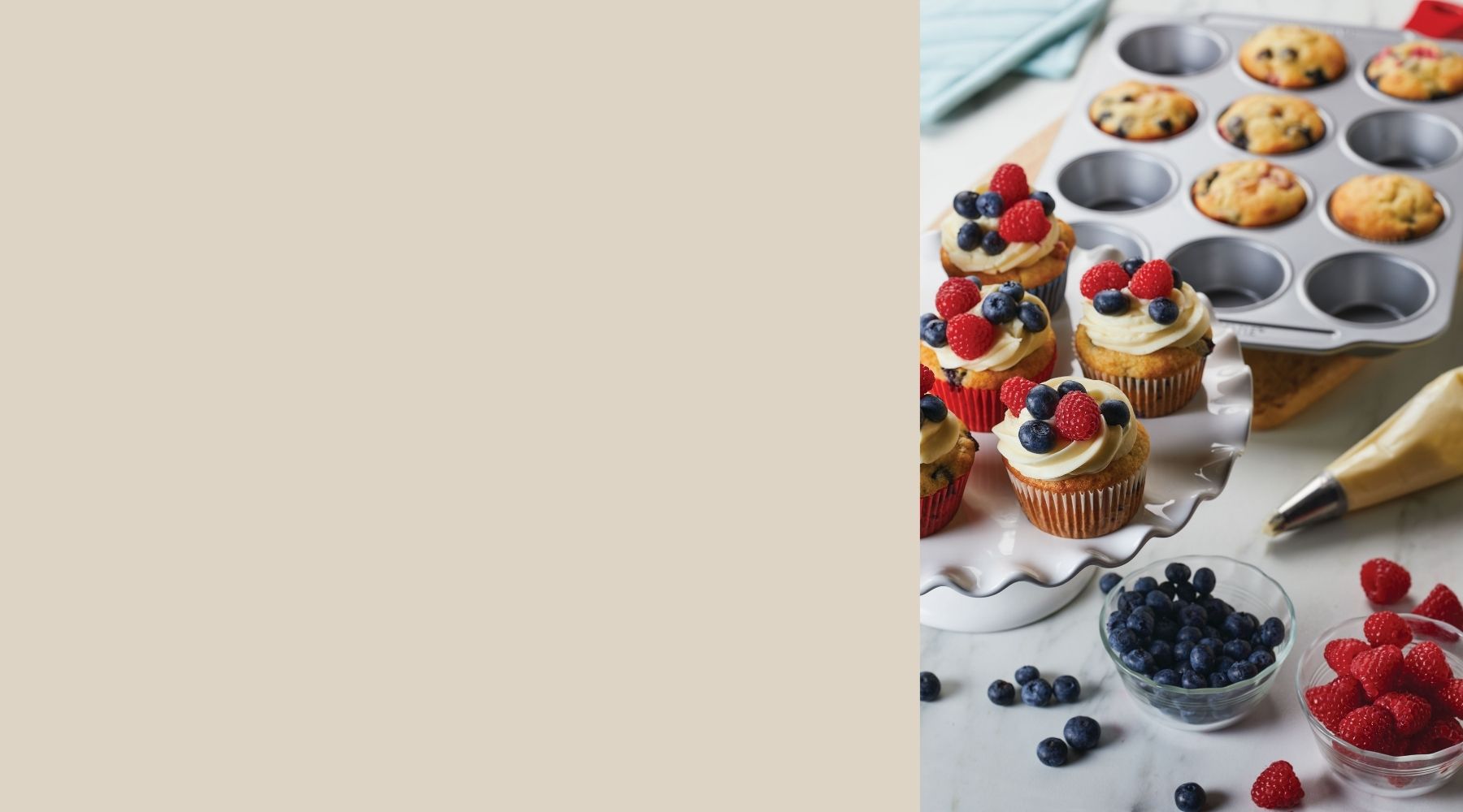 Red, White, and Blueberry cupcakes made with a Farberware muffin pan