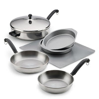 7-Piece Stainless Steel Anniversary Bundle cookware and bakeware set.