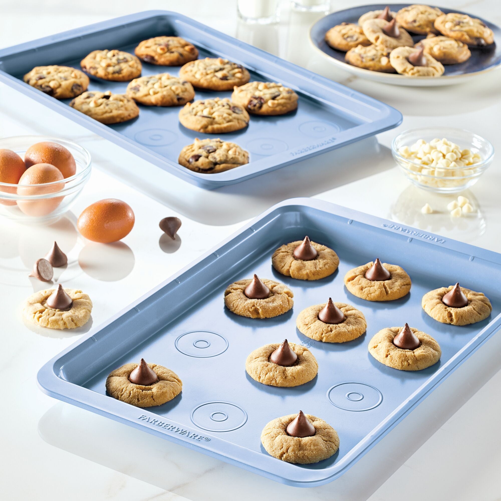 Farberware Easy Solutions Nonstick Bakeware Cookie Pan Baking Sheet, 11  Inch X 17 Inch, Blue & Reviews