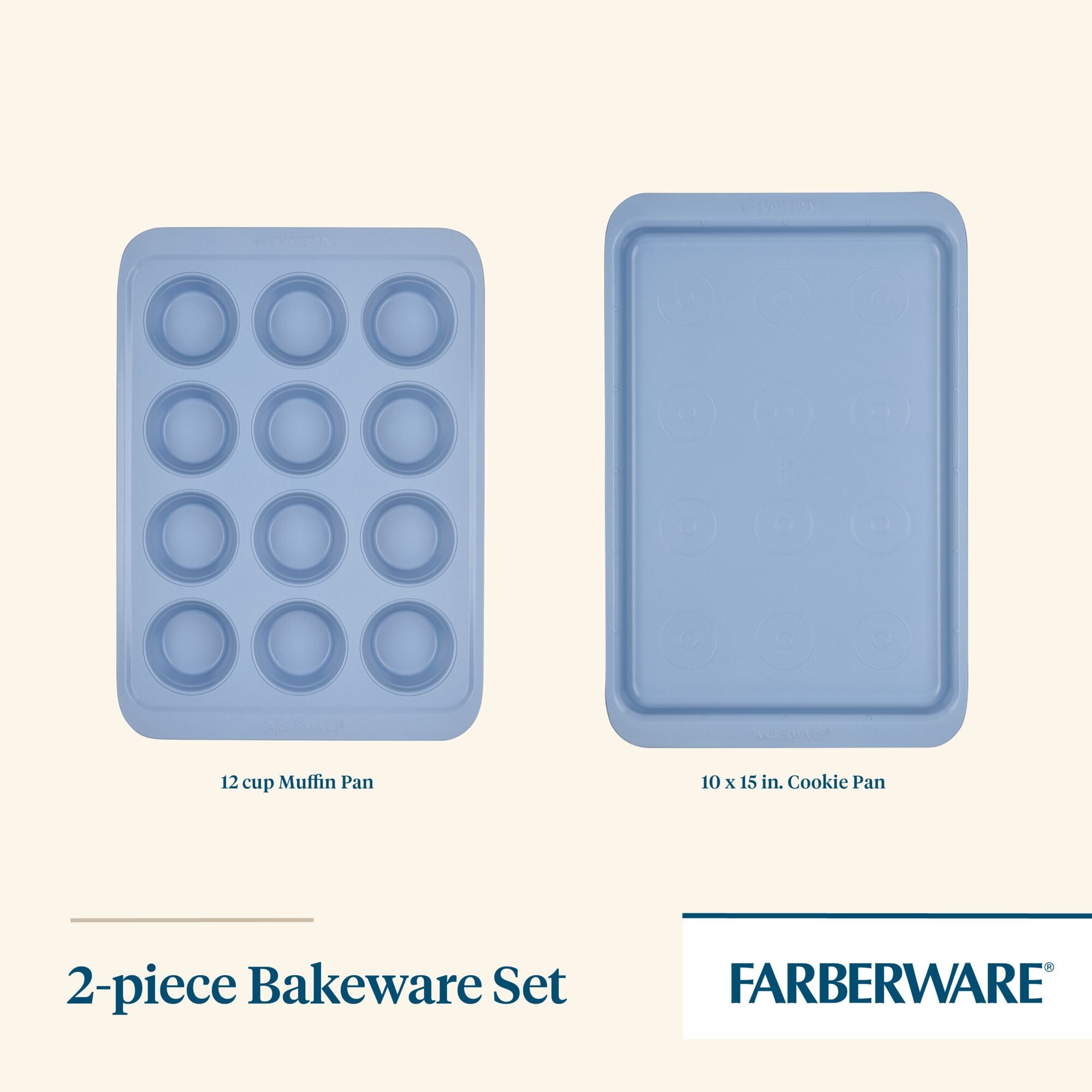 Farberware Double Batch 2-Piece Gray Muffin and Cupcake Pan Set 48418 - The  Home Depot