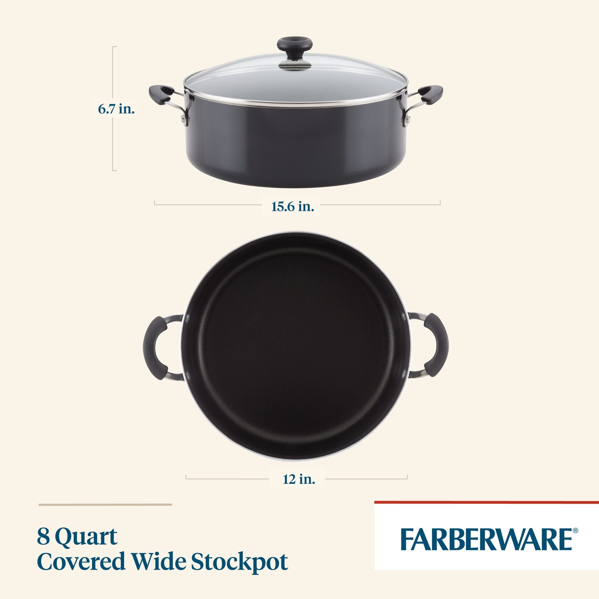 Farberware Cookware 10.5-qt Aluminum Nonstick Covered Stockpo