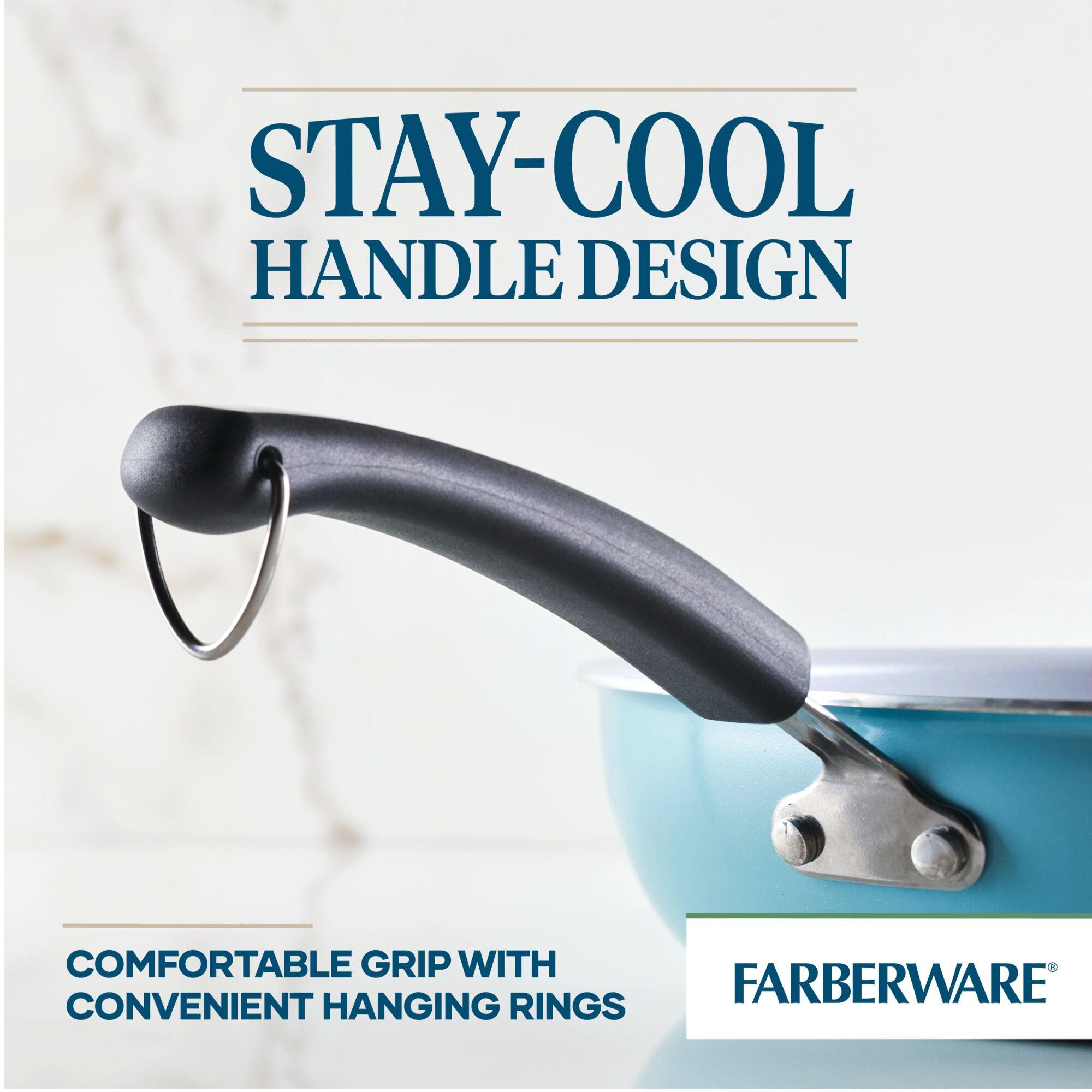 Farberware Eco Advantage 12.5 Nonstick Ceramic Deep Frying Pan with Helper  Handle Aqua