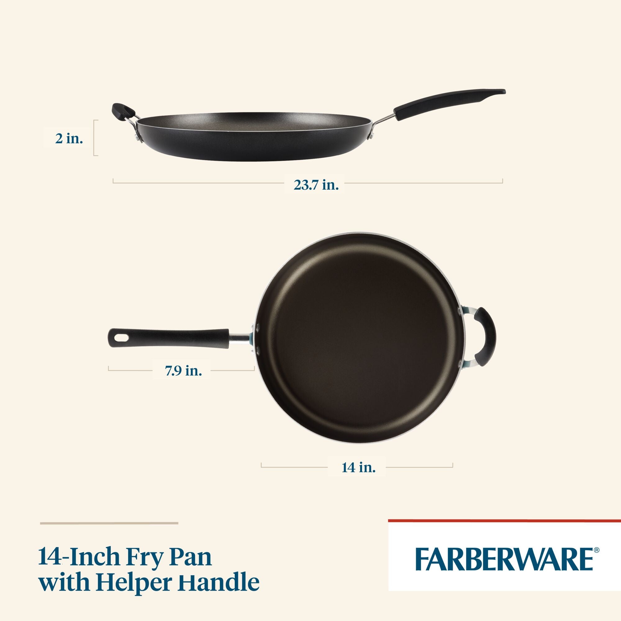 14 Extra Large Family Sized Frying Pan Skillet Triple Coated Non Stick  Cookware