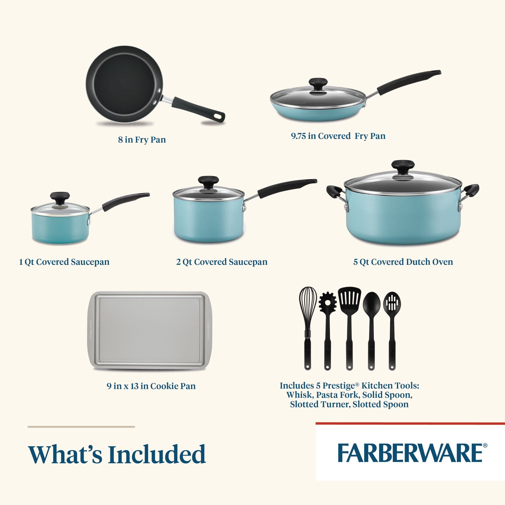 Farberware 14-Piece Easy Clean Pro Ceramic Nonstick Cookware Set, Black