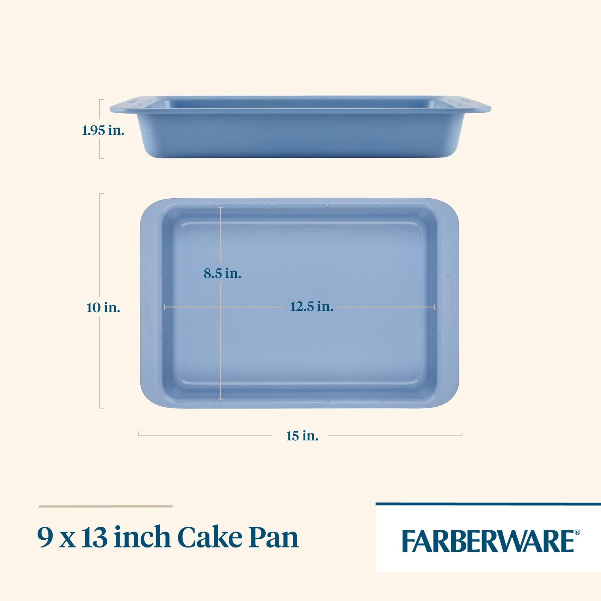  Farberware Nonstick Bakeware Baking Pan / Nonstick Cake Pan,  Rectangle - 9 Inch x 13 Inch, Gray : Everything Else