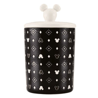 Black and white Ceramic Jar with Airtight Lid, adorned with a decorative Disney's Mickey Mouse pattern.