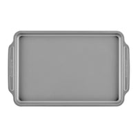 Gray bakeware sheet with handles from the 7-Piece Nonstick Set, top view.