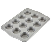 Top View Disney Muffin Pan (black). Mickey ears at bottom of pan
