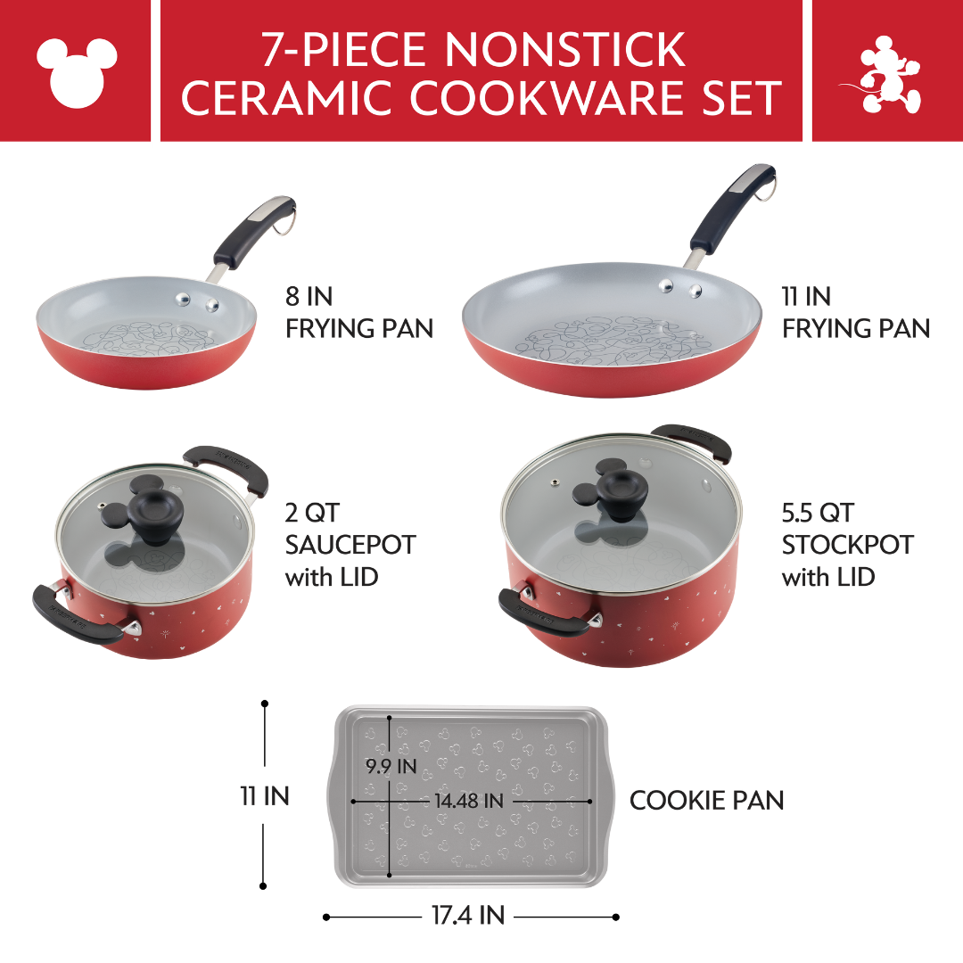 Bon Voyage 7-Piece Ceramic Nonstick Cookware Set - 